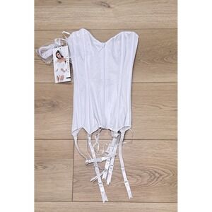 Coquette Corset‎ White Bridal Fully Boned  Removable Straps/ Garters SZ S